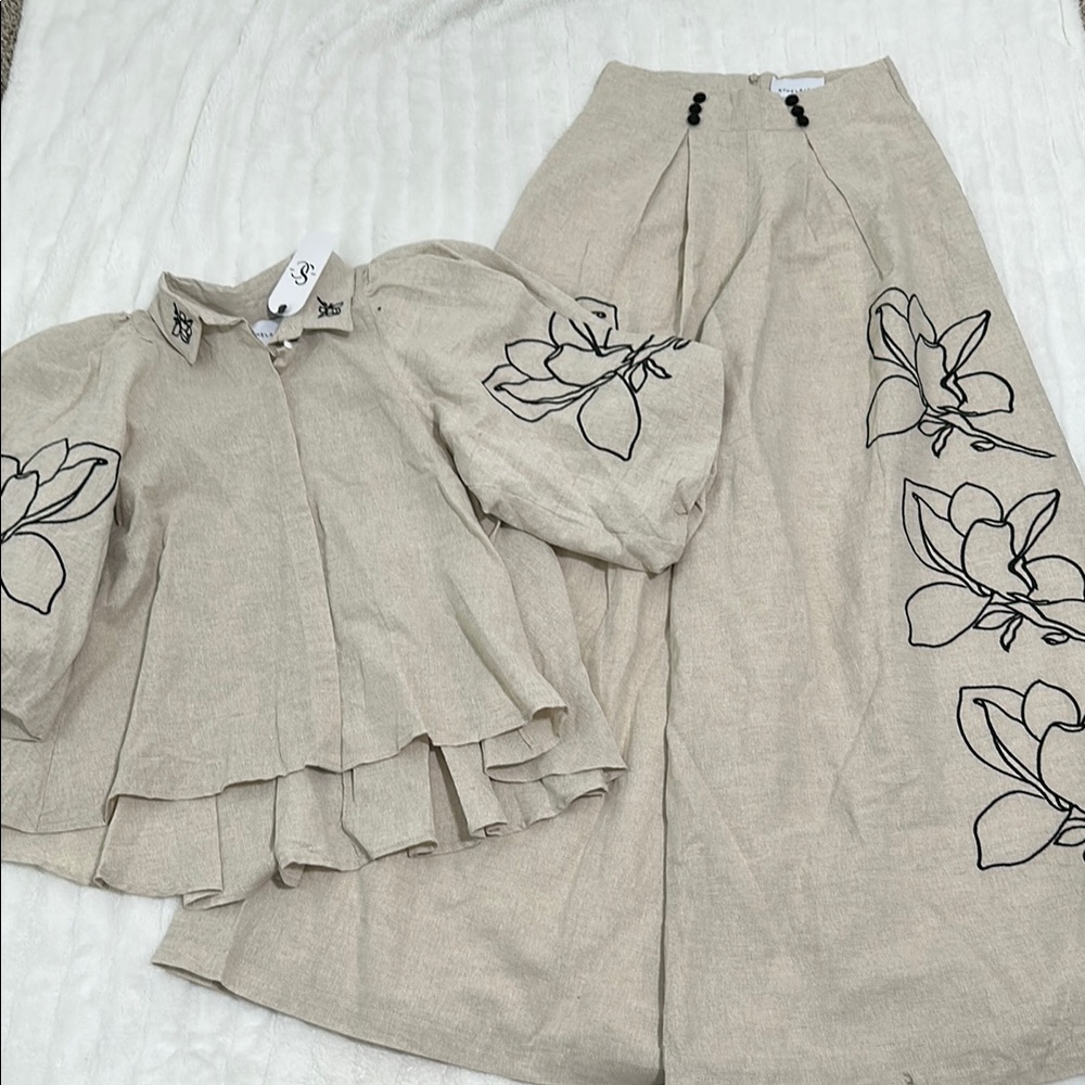 ❤️ NWT Sthela & Co Linen Wide Leg Pant Set